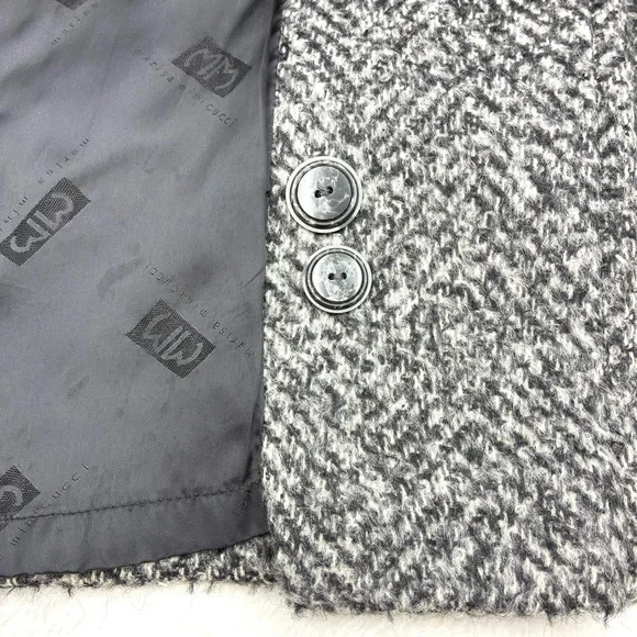 Italian Black and Gray Wool Women's Pea Coat, Size L - Picture 8 of 10